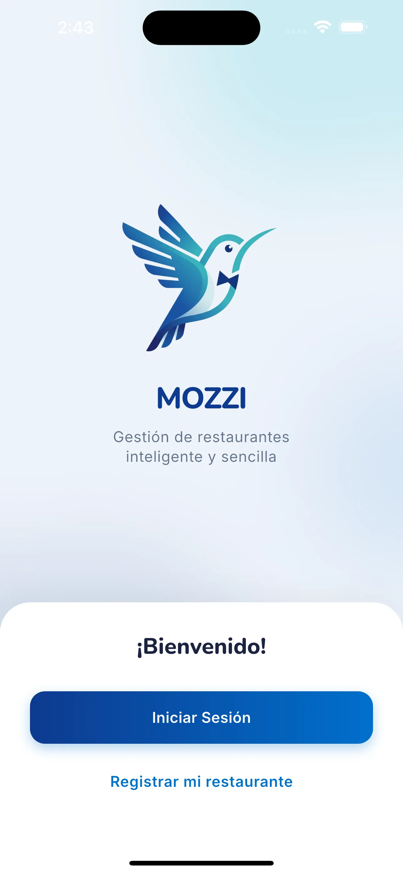 Mesera sosteniendo teléfono con Mozzi